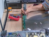 Diagnosis and repair lcd TV monitor in real service center.